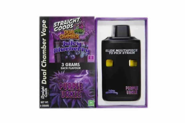 Straight Goods – Dual Chamber Vape – Juicy Blueberry x Purple Urkle (3 Grams + 3 Grams)