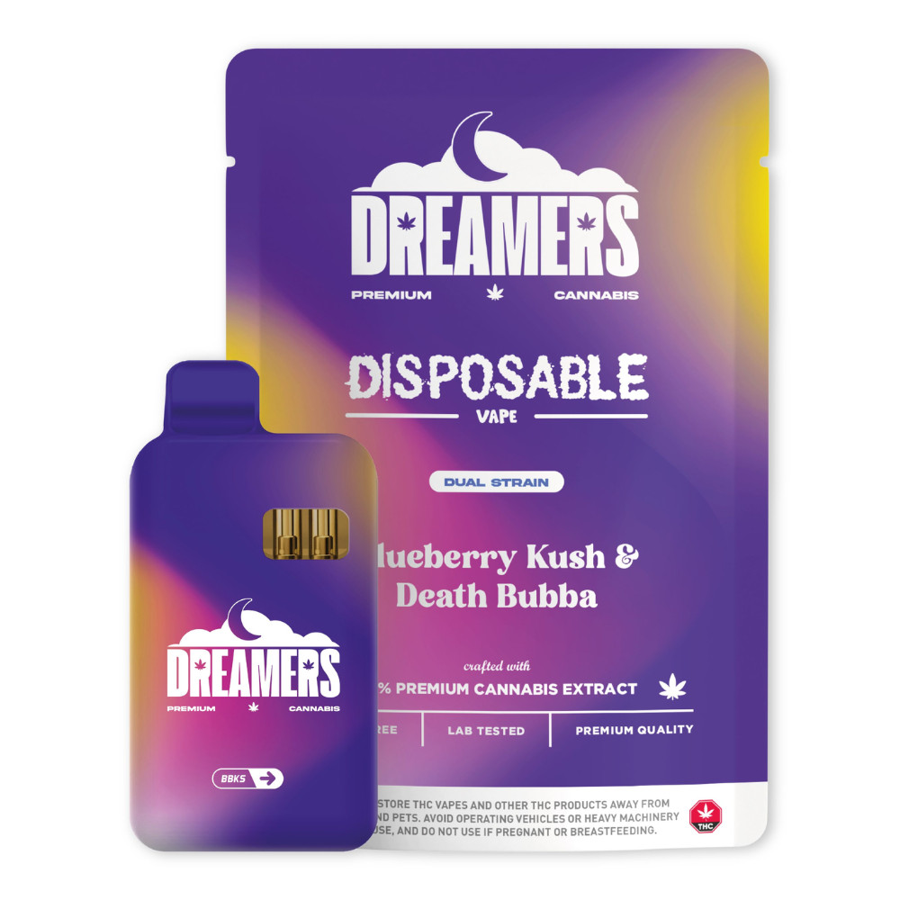 Dreamers-6g-Disposable-THC-Vape-Pen-–-Blueberry-Kush-Death-Bubba
