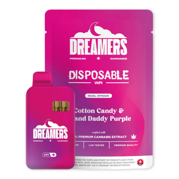 Dreamers – 6g Disposable THC Vape Pen – Cotton Candy & Grand Daddy Purple