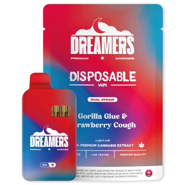 Dreamers – 6g Disposable THC Vape Pen – Gorilla Glue & Strawberry Cough