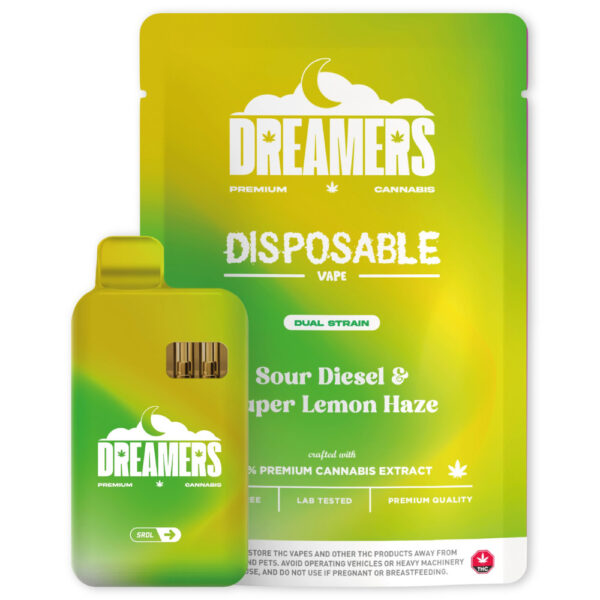 Dreamers – 6g Disposable THC Vape Pen – Sour Diesel & Super Lemon Haze