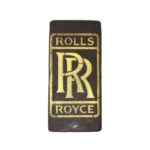 High-quality Rolls Royce branded sticker featuring gold logo on black background, perfect for car enthusiasts and luxury brand fans.