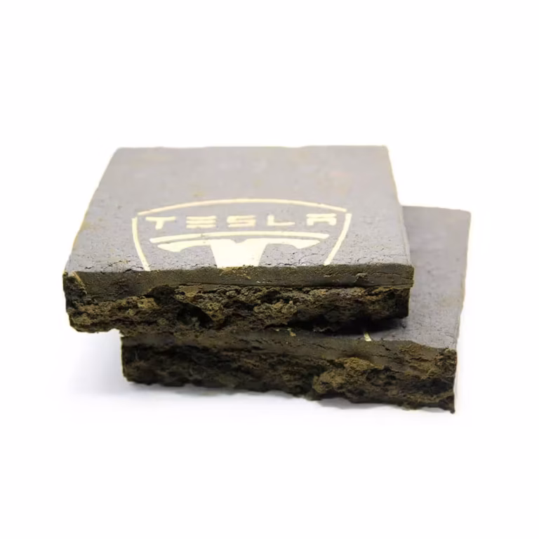 High-quality Tesla CBD hemp extract embedded in a durable hemp block, ideal for natural CBD storage or display. Great for CBD enthusiasts seeking premium hemp products with authentic branding.