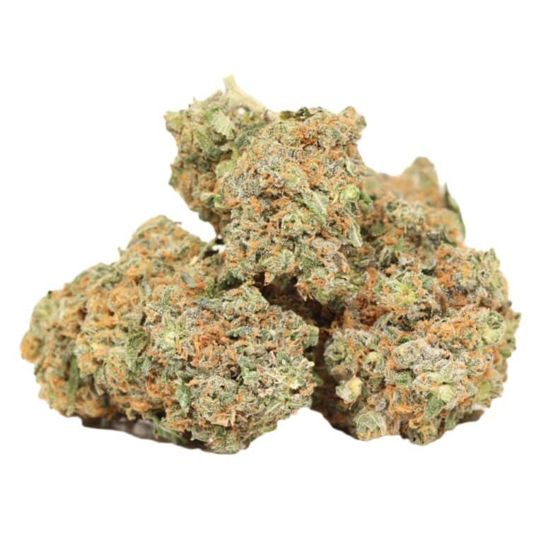 High-quality cannabis buds with dense trichomes, vibrant orange pistils, and fresh green leaves, ideal for premium cannabis experience and relaxation.